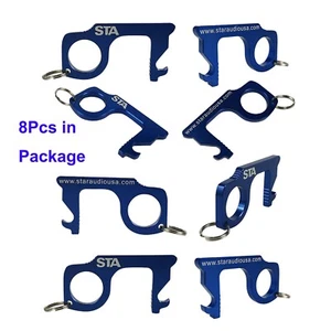 8Pcs Contactless No Touch Door Opener Brass Keychain Tool w/ Touchscreen Stylus - Picture 1 of 12