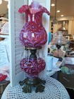 Vintage Fenton Cranberry Daisy & Fern Parlor Lamp! HIGH GLOSS, RARE & BEAUTIFUL!