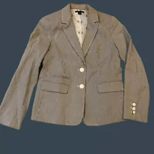 Tommy Hilfiger Women's Striped Blazer Size 8 Nautical Anchor Buttons - Picture 1 of 7