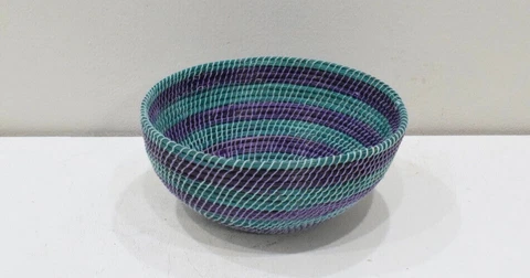 African Lesotho Blue Purple Woven Basket South Africa Cover