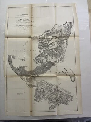 Mapa de encuesta CA RR en tiempos de guerra 1853 Sierra Nevada Jefferson Davis Williamson & Parke Foto 1 de 4