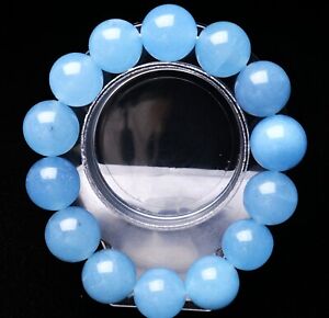 16mm Natural Blue Aquamarine Crystal Rough Bracelet Beads Healing