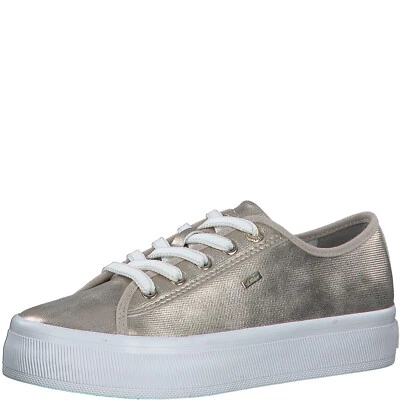 s.Oliver Women Sneaker Lace-up Shoes Sports Shoes Gold Champagne 23619 - Image 1 of 4