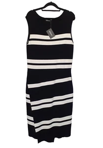VESTIDO CALEIDOSCOPIO NEGRO A RAYAS TEJIDO SIN MANGAS BODY CON TALLA 14/16 - Imagen 1 de 6