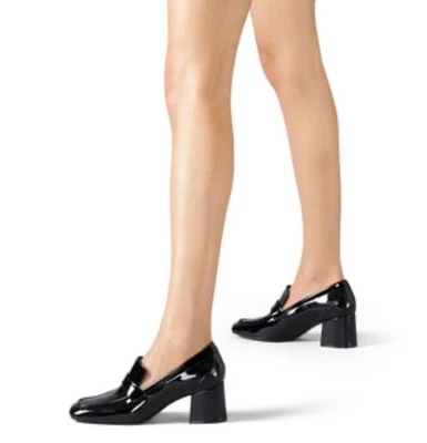 Stuart Weitzman Sleek 60 Black Patent Leather Loafer Heels Size 8B with Dustbag - Image 1 of 4