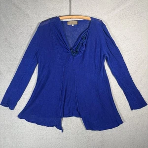 Zuza Bart Top Women Size XL Linen Blue Long Sleeve Lagenlook Artsy Natural Fiber - Picture 1 of 16