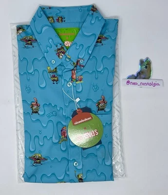 New Rare RSVLTS Mens Large Short Sleeve Shirt Trippy Bobs Spongebob Squarepants - Image 1 of 2