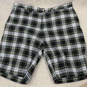 Polo Ralph Lauren Shorts Men's Size 36 Green Blue Plaid Bermuda Chino - Picture 1 of 5