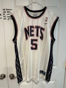 Vintage Jason Kidd Trikot Gr. XL New Jersey Nets NBA gestreift weiß Brooklyn - Bild 1 von 14