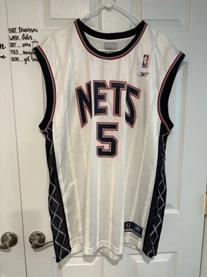 Camiseta vintage Jason Kidd talla XL New Jersey Nets NBA a rayas blanca Brooklyn Foto 1 de 4