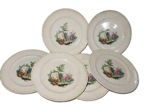 6 Vintage 10" Crooksville China Co Courting Paar Teller USA Teller Set Retro - Bild 1 von 16