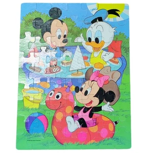 Disney Babies 63 Pc Puzzle Mickey Minnie Donald in Pool Scene Golden Book - Picture 1 of 4
