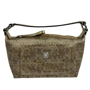 COACH Mini Signature Optic Lurex 40958 Shoulder Handbag Gold/Silver NO Tag EUC - Picture 1 of 13