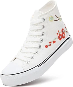 ZGR Damen-High-Top-Canvas-Sneaker, Schnürschuhe Freizeit Tennis Wandern Größe 7,5 - Bild 1 von 5