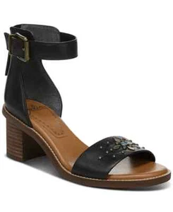 Zodiac Women's Ilsa Stud Block-Heel City Sandals, Black Leather Size 7.5M - Picture 1 of 7