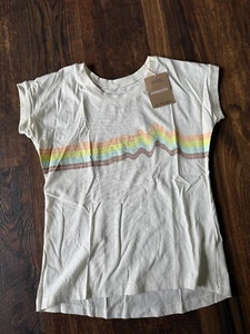 NEW PATAGONIA Graphic S/S Shirt Ridge Rise Stripe Birch White Girls Large (12) - Picture 1 of 2