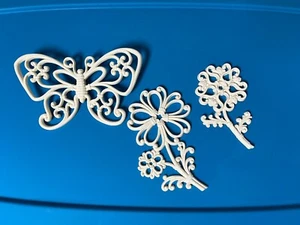 70s Wall Hanger Butterfly Flower Daisy VTG 1970s Lot 3 Homco Burwood White Boho - Picture 1 of 13