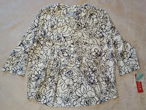 Top CD Petites para mujer talla PXL blanco negro floral nuevo con etiquetas - Imagen 1 de 7