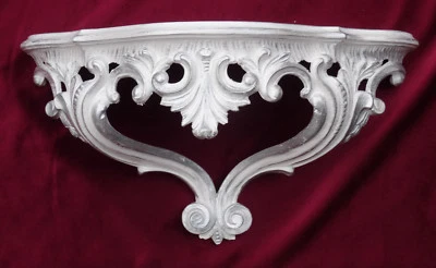 WANDKONSOLE KONSOLE ABLAGE Weiß Silber BAROCK REPRO 38x20x16 cm Wandregal 811* - Bild 1 von 4