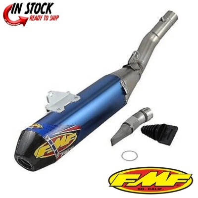FMF 4.1 Anodized Blue Ti Slip On Exhaust Yamaha YZ450F WR450F 2018-2024 - Image 1 of 3
