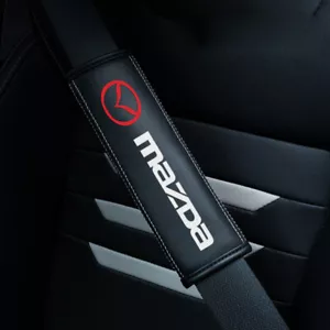 2PC Black Leather Car Seat Belt Shoulder Pads Covers Cushion Protector For Mazda - Imagen 1 de 7