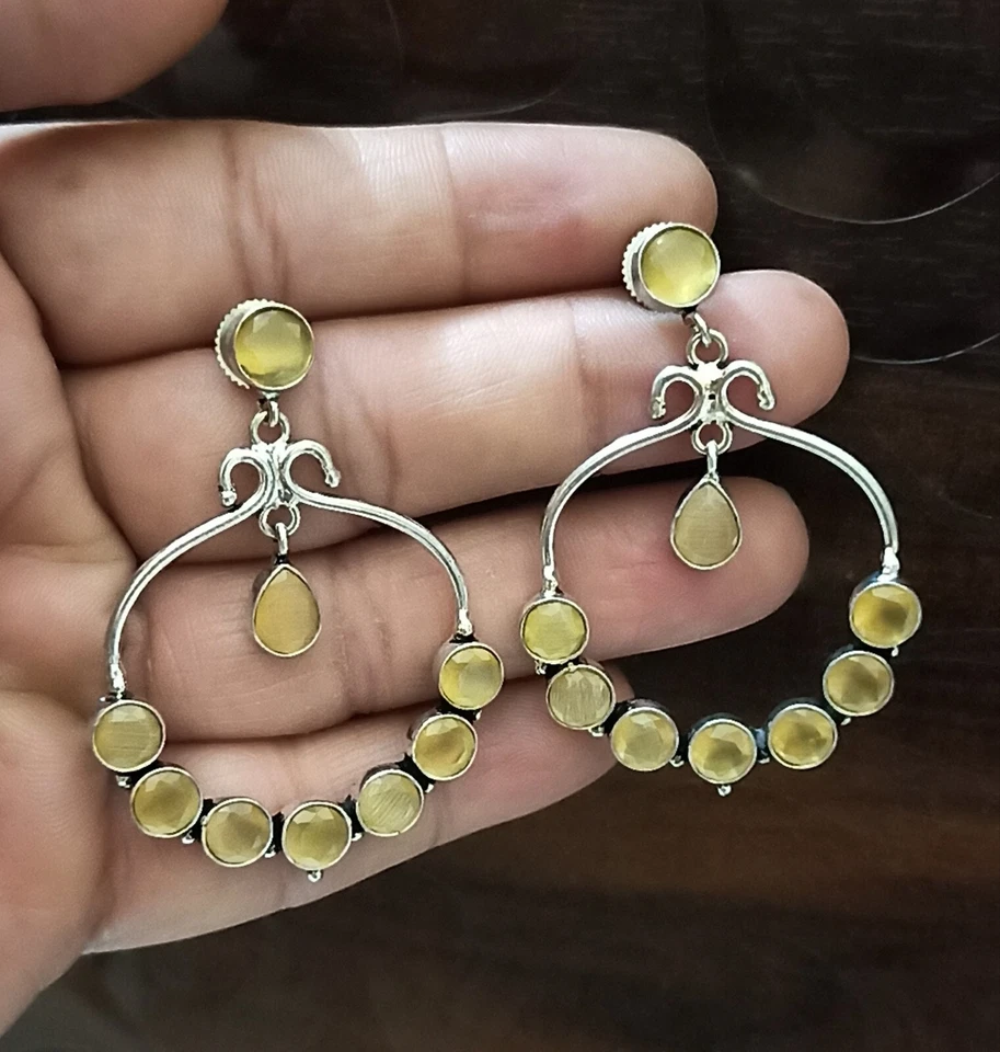 Moda Pendientes colgantes para mujer/Pendientes de piedra Monalisa hechos a mano/Regalos para ella Foto 1 de 1