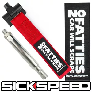 SICKSPEED RED NO FATTIES FRONT BUMPER REAR RACING TOW HOOK STRAP 20X2.5 - Picture 1 of 1