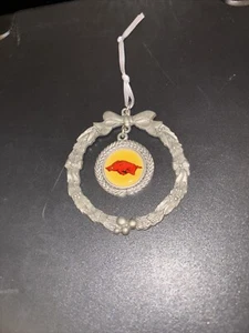 Arkansas Razorback Pewter Wreath Christmas Ornament 2002 - Picture 1 of 4