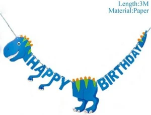 T-Rex Happy Birthday Banner Dinosaur Decoration Kids Boys Party Supply Celebrate - Picture 1 of 3