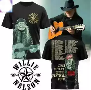 Camiseta 3D Willie Nelson 2025 Outlaw Music Festival Tour - Imagen 1 de 3