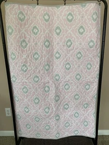 Pottery Barn Kinder Kleinkind Baby Decke 36" x 50" rosa weiß grau - Bild 1 von 9