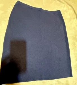 Eileen Fisher Womens Blue Cotton Silk Blend Knit Straight Skirt Business Size L - Picture 1 of 11