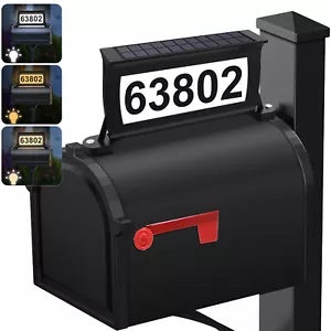 Solar Address Sign 3-Color Lighting Modes Mailbox Number Plaque LED House Number - Picture 1 of 8