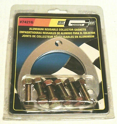 New Mr. Gasket Aluminum Collector Gaskets #7421G For 3" Exhaust Cut-outs Foto 1 de 2