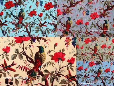 Luxus Weicher Samt Vogel Druck Stoff Indisch Kleid Nähen Polster Menge 22.9m - Bild 1 von 4