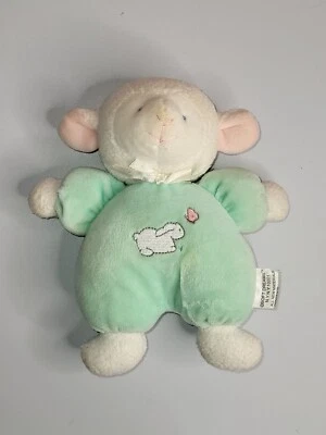 SOFT DREAMS CORDERO OVEJA SONAJERO Juguete Peluche 7" Juguete de Peluche BLANCO VERDE CUTIE RARO Foto 1 de 4