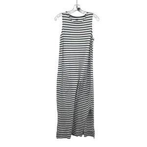 Lands' End Striped Maxi Dress Sleeveless Front Slit Blue/White Size Small - Picture 1 of 9