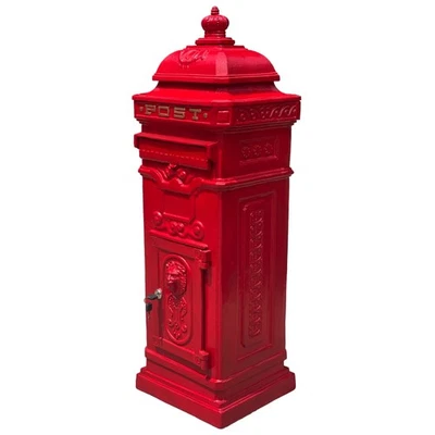 British Cast No Rust Aluminum Red Mailbox Post Box Replica 45 Pounds - Image 1 of 4