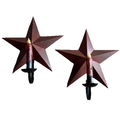Apliques de pared Red Farmhouse Star velas a batería lote de 2 Foto 1 de 4