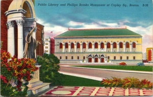 Öffentliche Bibliothek & Phillips Brooks Monument Copley Square, Boston, Massenpostkarte - Bild 1 von 2