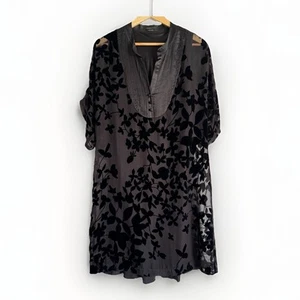 BCBGMAZARIA Women Silk Velvet Burnout Shift Dress Size Large Ethereal Whimsigoth - Picture 1 of 9