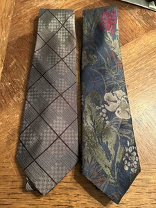 2 Vintage Neck Ties Polo Ralph Lauren 100% Gray & Blue Floral CC Van Heusen - Picture 1 of 3