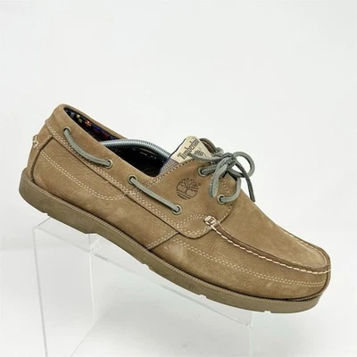 Timberland 男式灰褐色浅棕色船鞋 13 码懒人橡胶外底 — 第 1/4 张图片