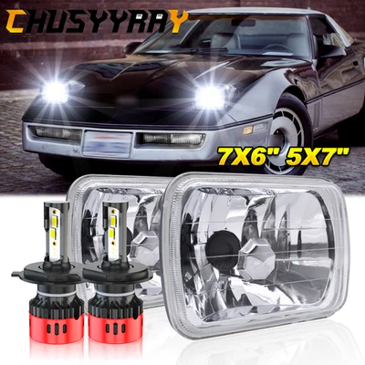 Par de faros LED DOT de 5x7 pulgadas DRL para Chevrolet Corvette 1984~1996 C4 más nuevos Foto 1 de 4