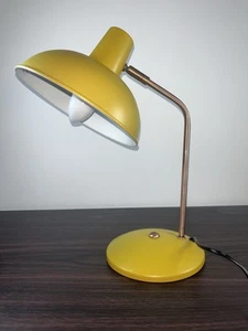 Vintage Bauhaus Style Mustard Brushed Copper Anglepoise Bedside Table Lamps - Picture 1 of 23