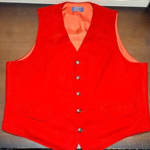 Vtg Pendleton Wool Vest Red Full Button Pockets Lined Size 42 Medium - Picture 1 of 8