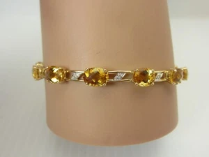 Nuevo 14K Oro Amarillo Citrino y Diamante Pulsera 16.36 Quilates Tw 19.1cm - Imagen 1 de 9