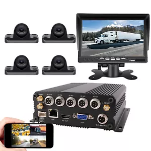 4CH GPS 4G 1080P AHD 2*256GB Mobile Car DVR MDVR Video Record Camera 7" Monitor - Picture 1 of 7