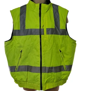 Utility Pro High Visibility Lime Green Jacket Vest XXL Black Fleece Reversible - Picture 1 of 8