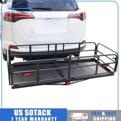 Cesta de carga plegable de 500 libras para remolque montaje en enganche portaequipajes para coche SUV Foto 1 de 4
